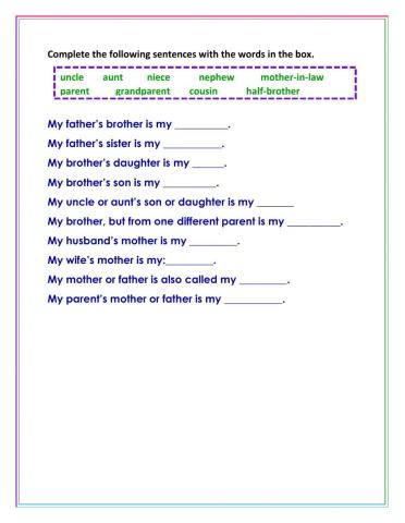 Family members -relationship