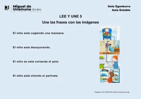 Une las frases: frases simples 5