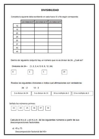 AMP-Divisibilidad. Pendientes 1ºESO