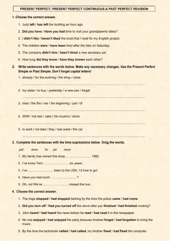 Perfect tenses revision