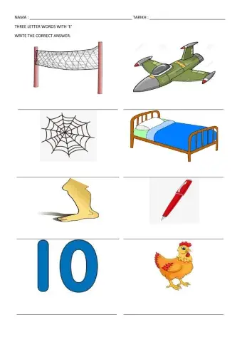 Three letter words with 'e'