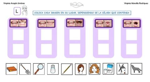 Clasificar sílabas con sonido L en palabras, con articulemas.