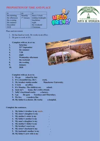 Preposition of time and place