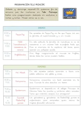 Programación Tele Príncipe