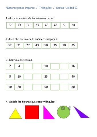 Pares-impares, series, triángulos