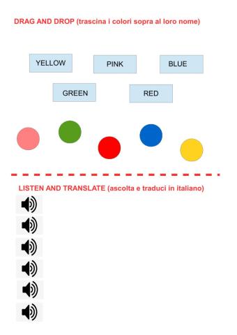 School objects and colours