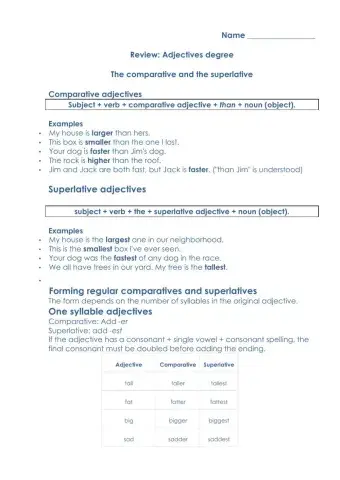 Comparative and Superlative Adjective