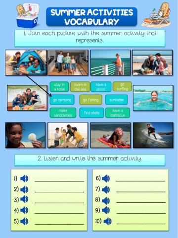 Summer activities vocabulary