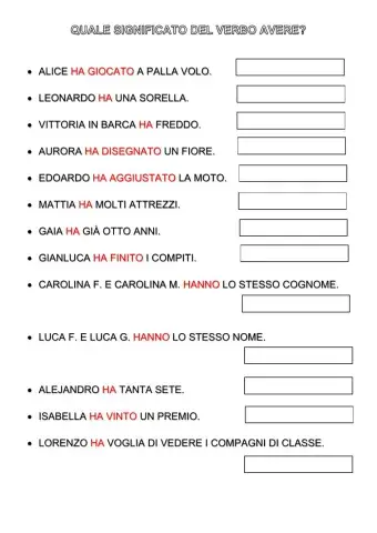 Verbo avere: significati