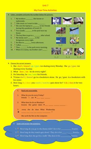 Unit 7 My Free Time Activities