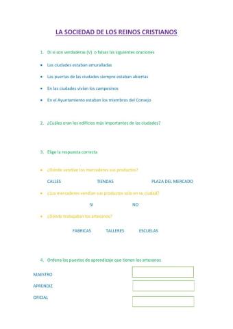 La sociedad de los reinos cristianos