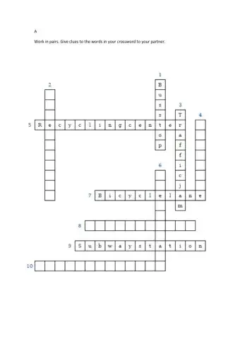 Half a crossword: Compound Nouns A