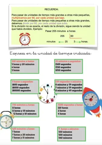 Cambios de unidades de tiempo