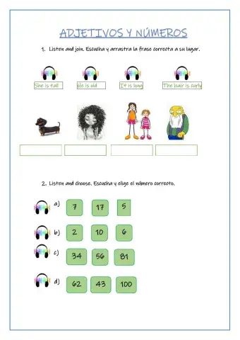 Listening Adjetivos y nº