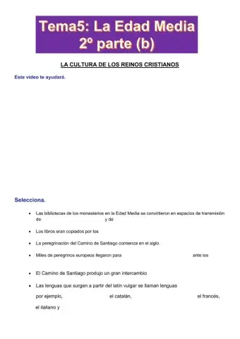 La cultura de los reinos cristianos