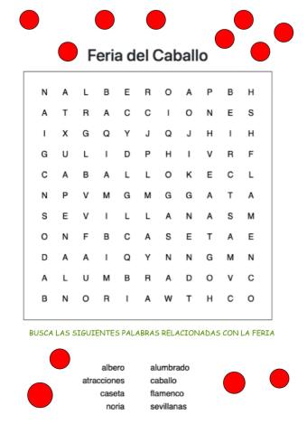 Feria del Caballo-Sopa de letras