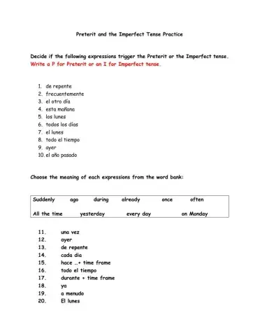 Preterit Tense vs Imperfect Tense