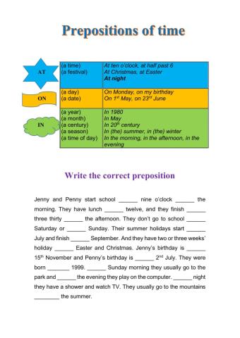 Prepositions of time