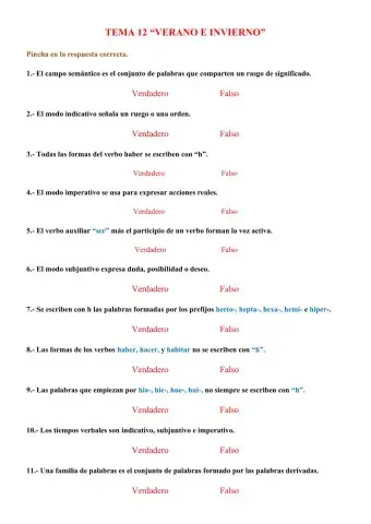 Tema 12. tiempos verbales y familia de palabras