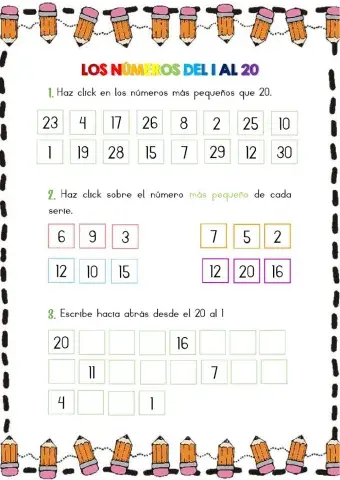 Los números del 1 al 20