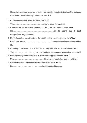Modal verbs present past future