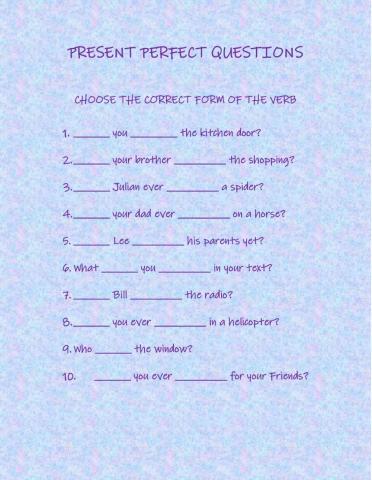 Present perfect questions