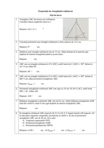 Proprietăți ale triunghiului echilateral.