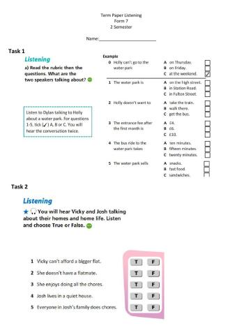 Listening Comprehension 7 Form