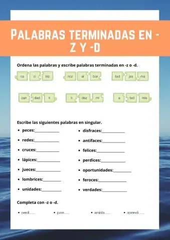 Palabras terminadas en -z y -d