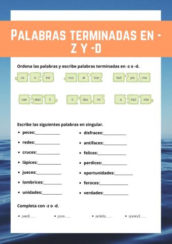 Palabras terminadas en -z y -d