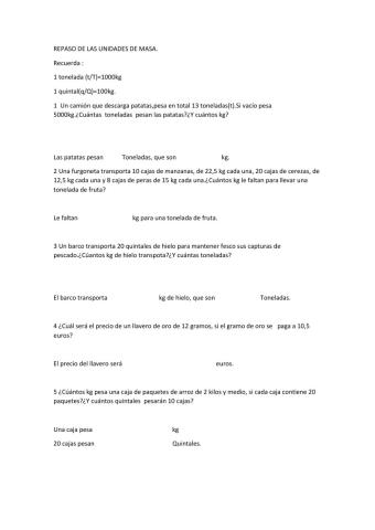 Quintales y toneladas