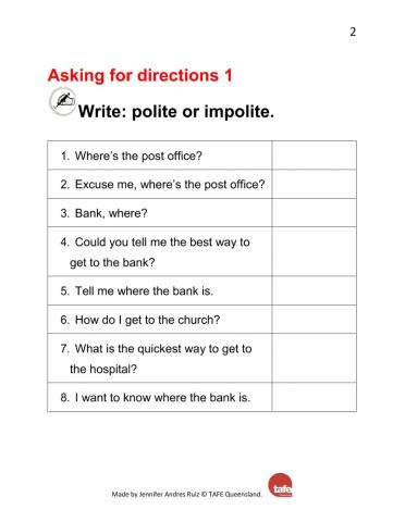 Asking for directions 1