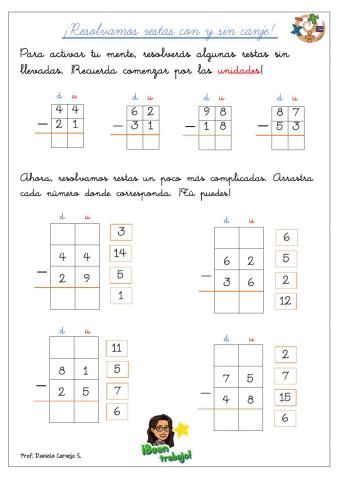 Restas con y sin llevadas