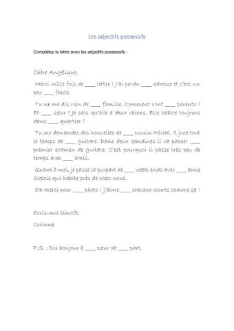 Les adjectifs possessifs