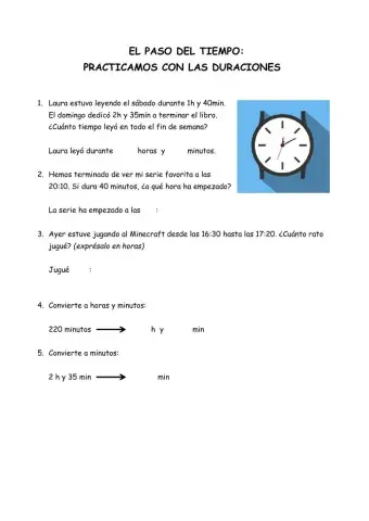 La duración: horas y minutos