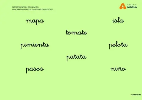 Marca las palabras del cuento