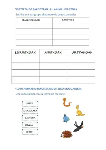 Non bizi dira animaliak