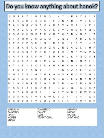Do you know anything about hanok? Word Search