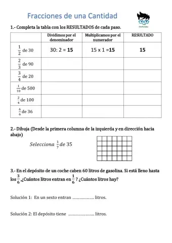 Fracciones de una cantidad