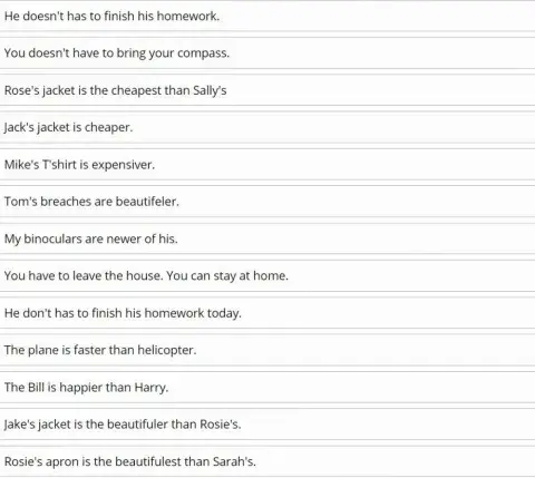 Correct the mistakes