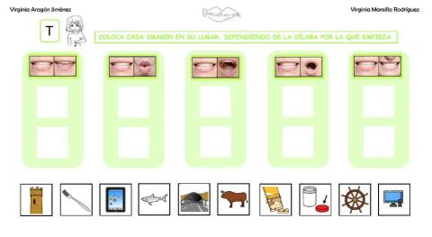 Clasificar sílabas con sonido T inicial en palabras, con articulemas.