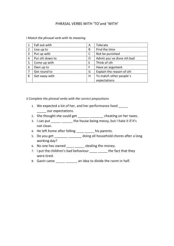 Phrasal verbs with 'TO' and 'WITH'