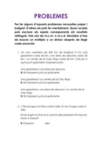 mínim comú múltiple i màxim comú divisor