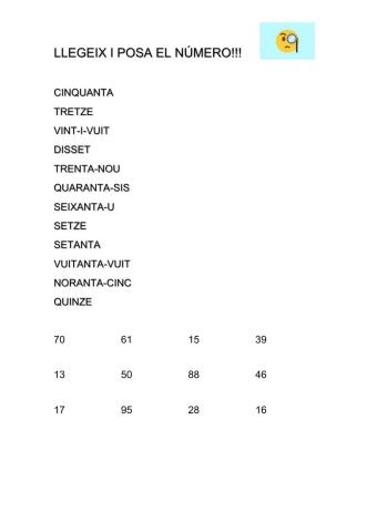 Llegeix i posa el número