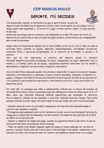 Comprensión lectora 6º