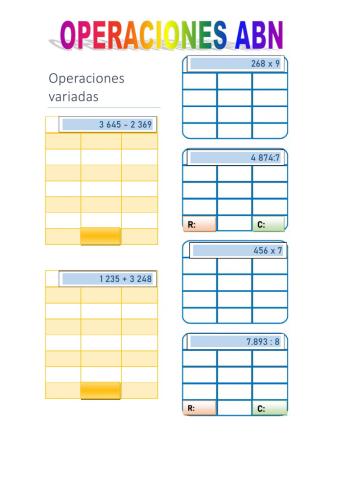 Operaciones variadas abn