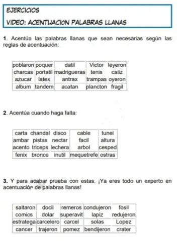 La accentuación de las palabras llanas