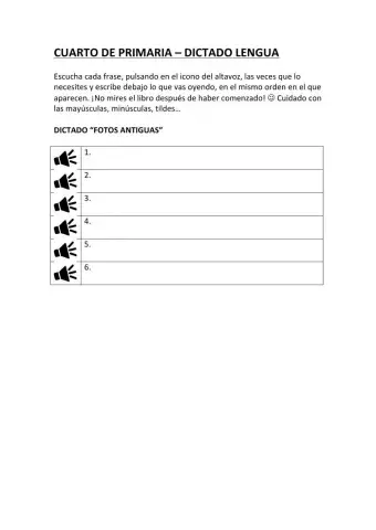 Dictado lengua cuarto