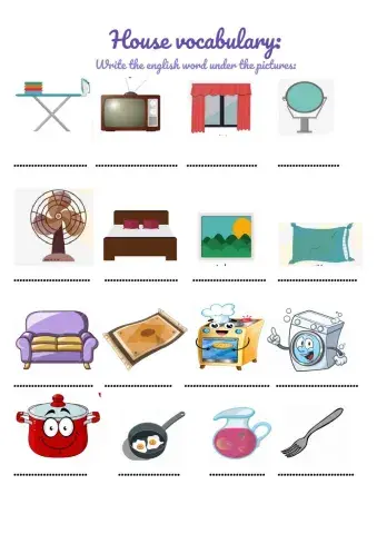 House objects and rooms vocabulary