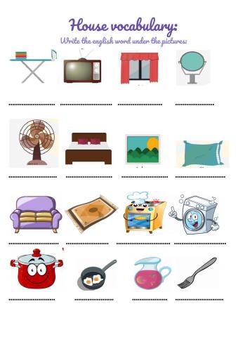 House objects and rooms vocabulary